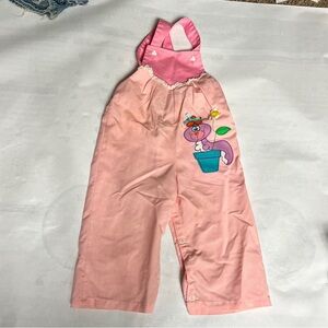 14. Girls Pink Overalls Krazy Kritters Kitty Cat